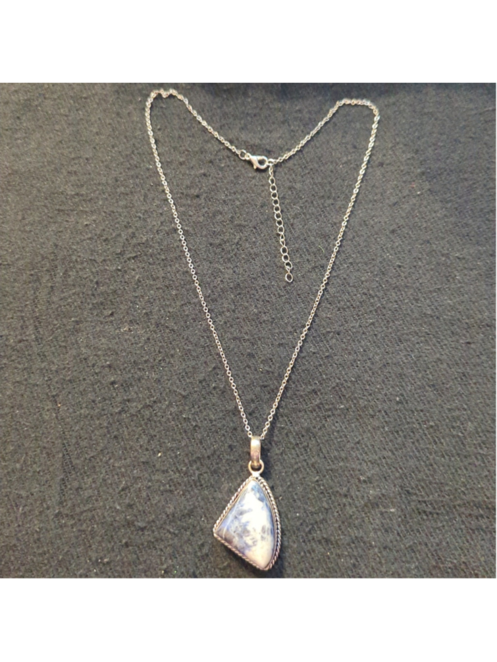 Silver Plated Blue and White Sodalite Gemstone Pendant Statement Necklace - Picture 2 of 4